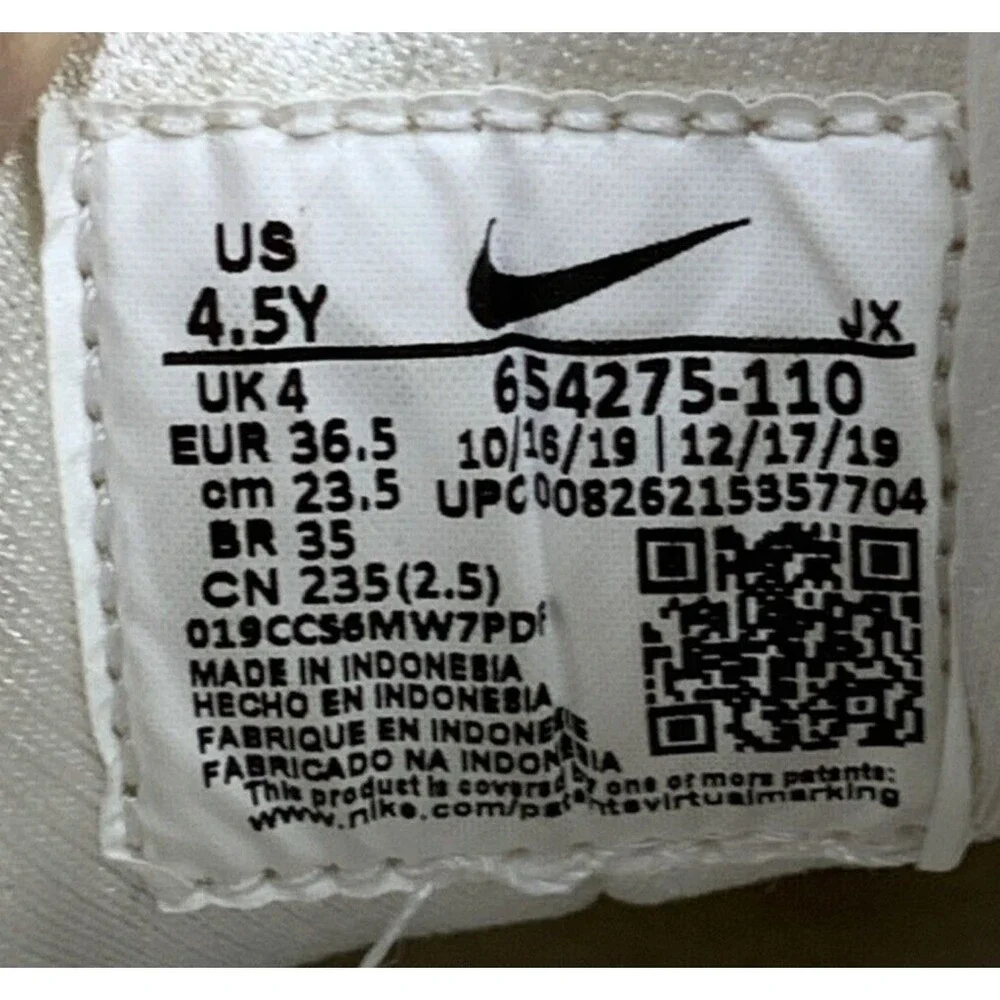 Nike Huarache Run Running Shoes Sneakers Boys Size 4.5Y White 654275-110